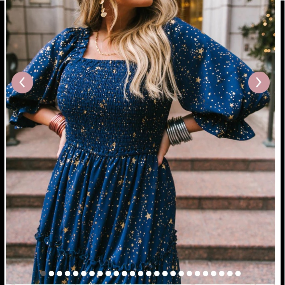 EUC Ivy City Co Starry Night dark blue sz Medium dress